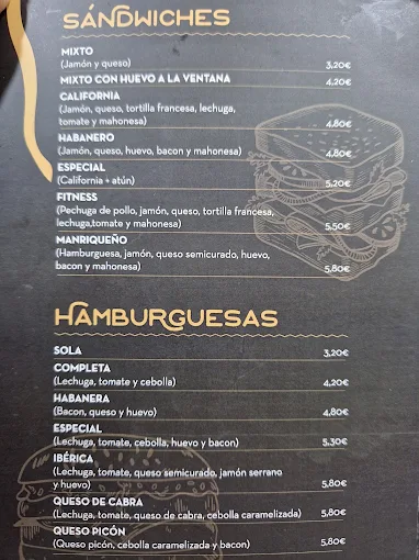 Carta de sándwiches y hamburguesas