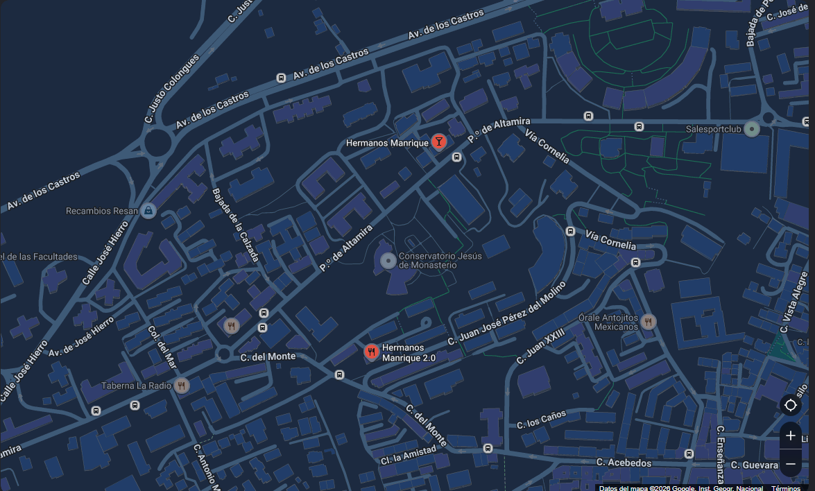 Mapa de Santander con la ubicación de ambos locales